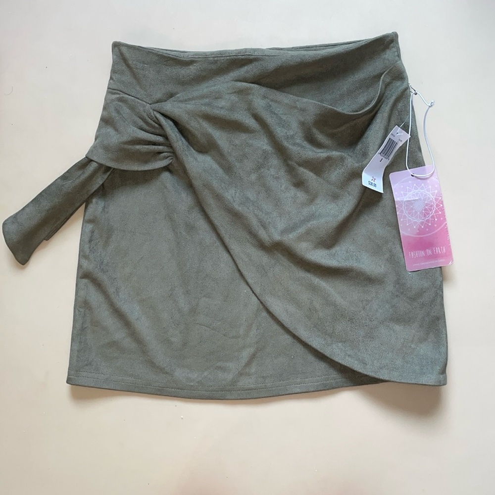 Olive Green Suede Pencil Skirt